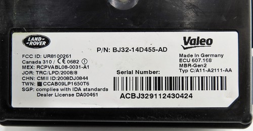 BJ3214D455AD Range Rover Evoque L538 Genuine Rear Blind Spot Monitor ModuleUnit - Picture 8 of 9
