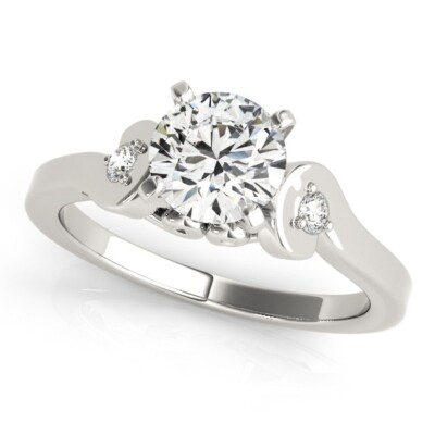 1.10 Ct Round Cut Lab Created Diamond Engagement Wedding Ring 14K White Gold M