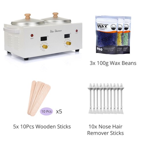 Double Pot Wax Warmer 1L Kit Auto-Temp for Smooth Skin Painless Hair Removal