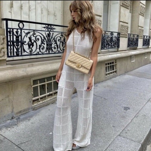 Zara Patchwork Knit Jumpsuit With Pocket Ecru 3500/004 - 第 4/12 張圖片
