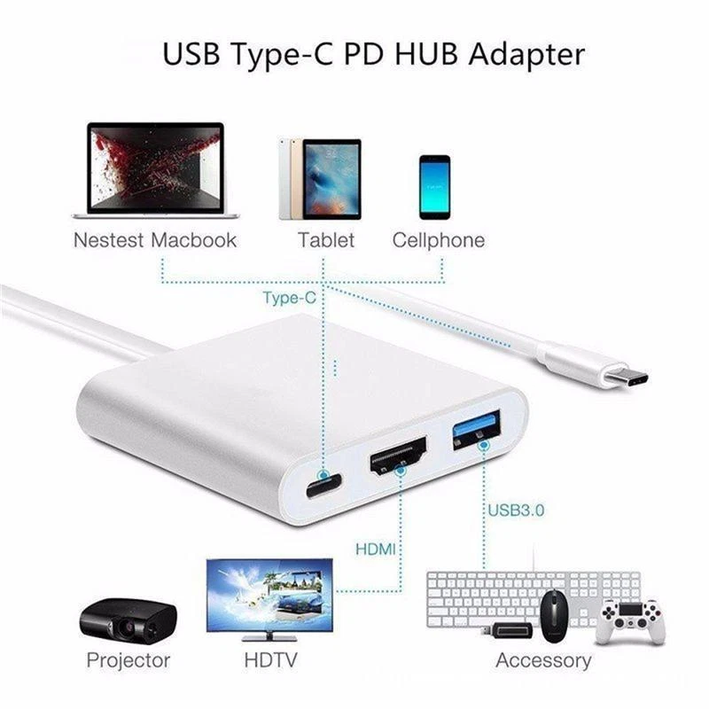 USB 3.1 TYPE-C to HDMI VGA USB 3.0 Charging Hub Adapter for Samsung Galaxy NOTE9 - Image 4 of 4