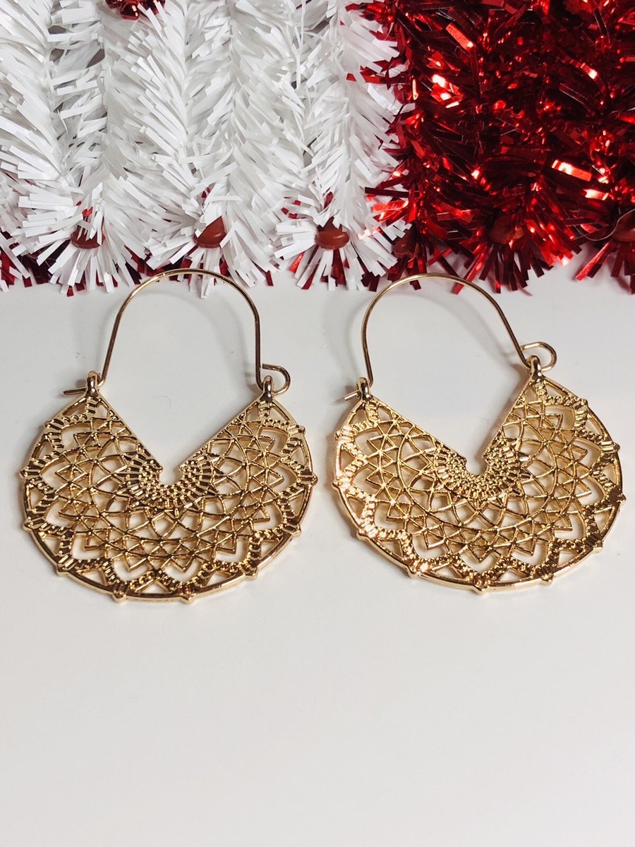 9K Gold Gf Stardust Filigree Ball Drop Dangle Lady Girl Dress