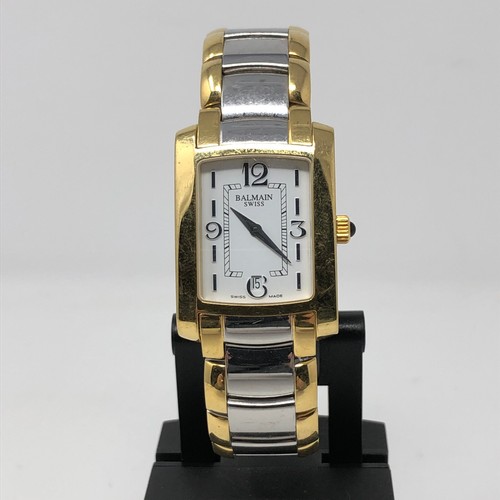 Balmain Watch Mens TANK Wrist Swiss Quartz Date Two Tone Bracelet OLD STOCK - Picture 2 of 12