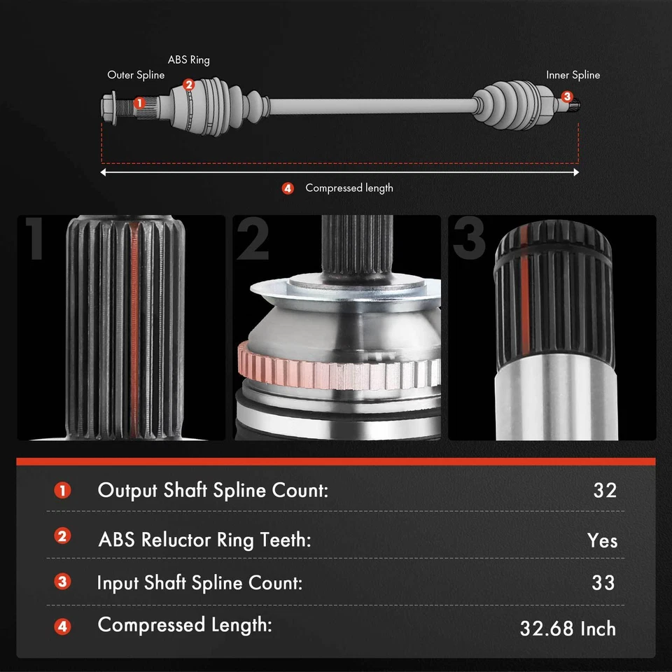 Conjunto de eje trasero derecho pasajero CV para Infiniti Q70 2014-2019 M35h 2012-2013 M56 Foto 2 de 4
