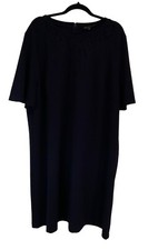 Eloquil Black Dress Embroidered Front Short Sleeve SZ 24W