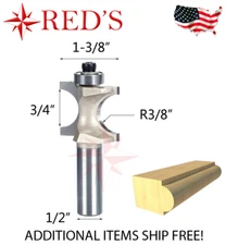 Tideway Carbide Pro LC6071208 3/4" D x 3/8" R Bull Nose 1/2" shank router bit