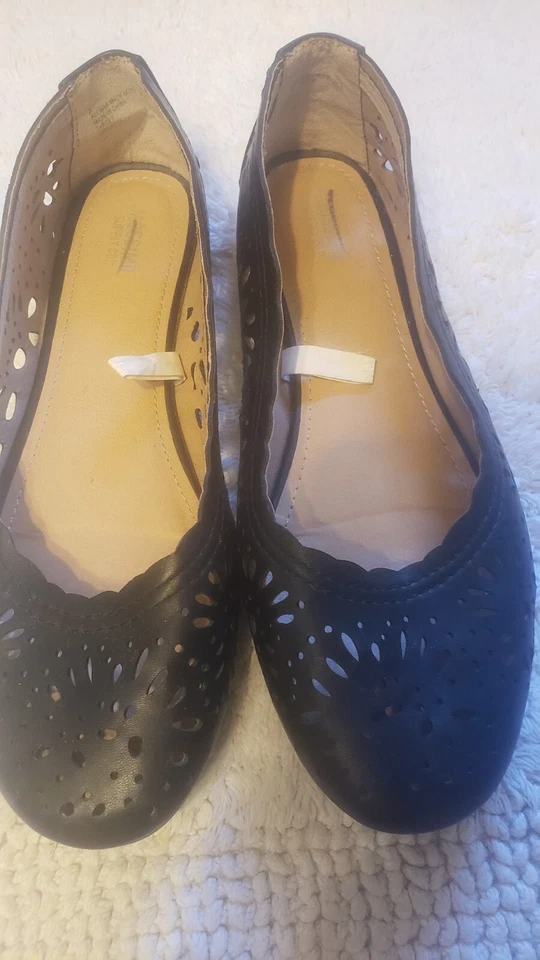 MOSSIMO SUPPLY CO. ТУФЛИ ЖЕНЩИН 7 БАЛЕТКИ ИЗ ЧЕРНОЙ КОЖИ СКОЛЬЖЕНИЯ НА БЕСПЛАТНАЯ ДОСТАВКА - Изображение 3 из 4