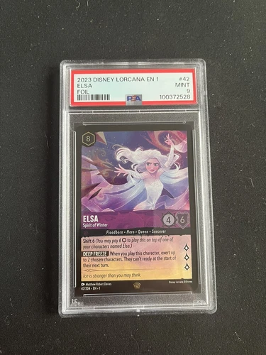 Disney Lorcana Spirit Of Winter Elsa Holo Foil #42/208 Card MINT PSA 9