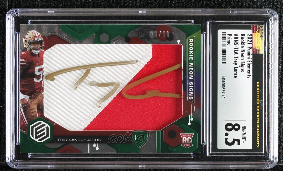 Trey Lance Panini Elements Rookie Neon Material Signs #TLA Prime