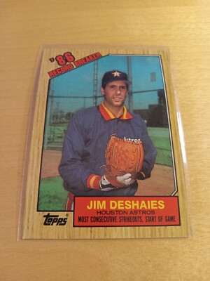 バ*ん様 TOPPS ART CARD 世界に２枚 1987 Topps #2 JIM DESHAIES (86 Record Breaker) Houston Astros