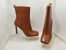 Simi London Burra Brown Faux Croc Leather Stiletto Boots Square Toe Size US 9 M
