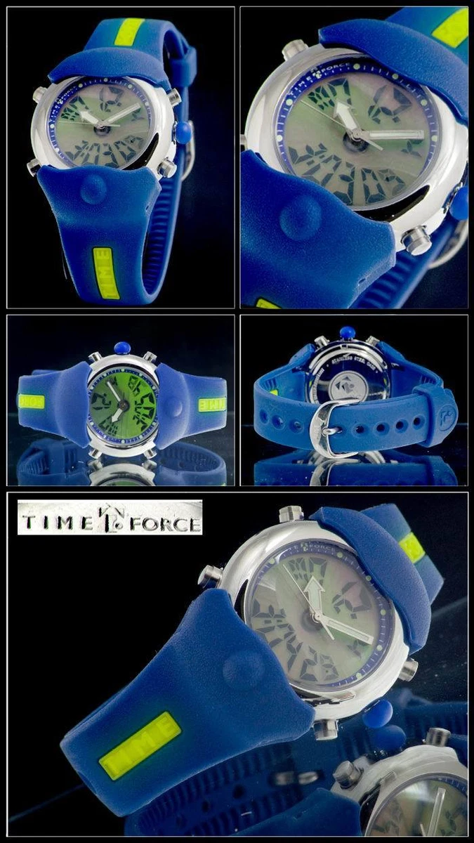 Time Force Chronograph Sports Watch Digi-Ana Blue-Yellow Unisex 9339 38 mm