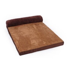 47.24" 35.4" Washable Brown Large Dog Bed with Headrest Edition for 77-110lb Pet