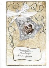 Old postcard embossed Happy Easter lovers bell lovers