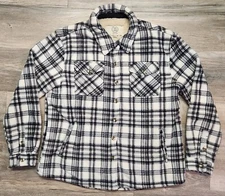SAGE Collective Long Sleeve Button Up Plaid Black/White Sherpa Jacket Size L