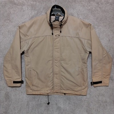 Oakley Software Jacket Men Large Beige Cream Full Zip Hooded Parka