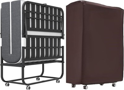 Folding Bed with Mattress for Adults,75''x38'' Portable Twin Roll Away Beds