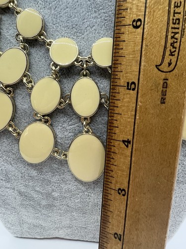 Jy25- Amrita Singh Gold Tone Black/Cream Reversible Statement Necklace Bib 20" - Picture 4 of 4