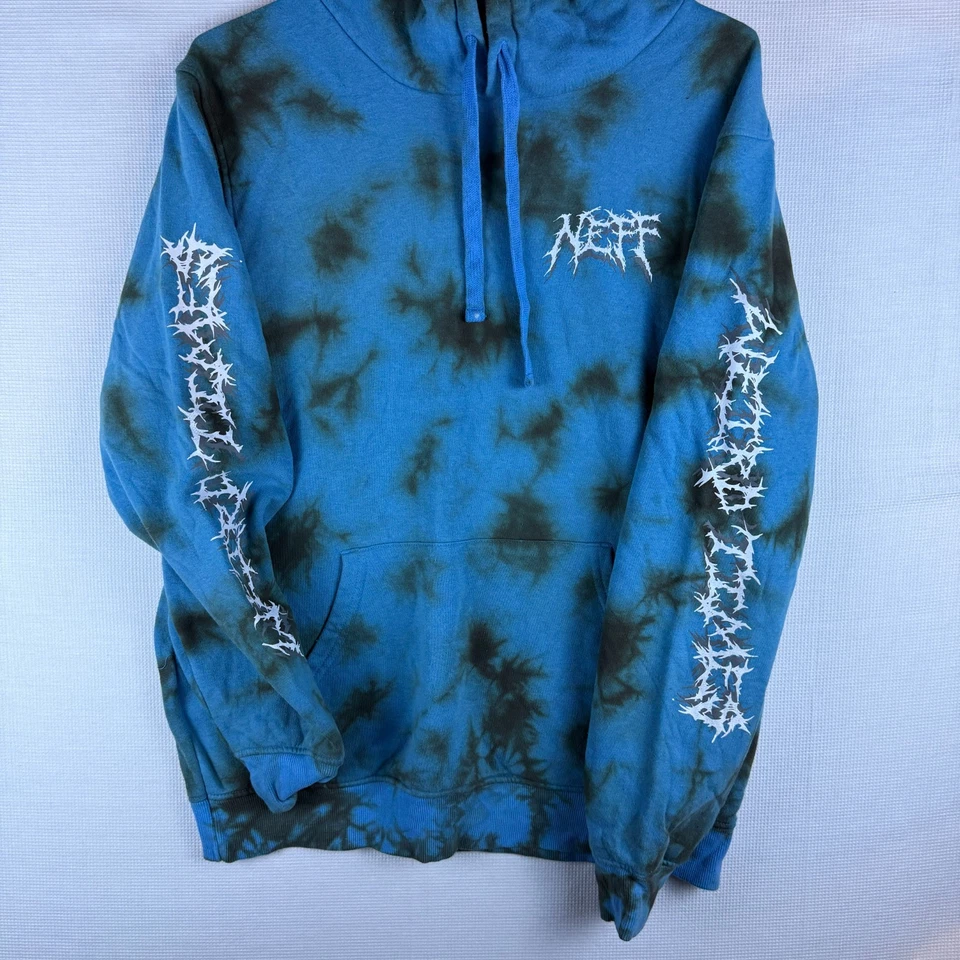 Neff Weird Times Hoodie Men's Size XL Blue Tie Dye Pullover Sweatshirt Hoodie - Image 3 of 4