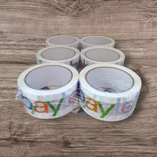 6 ROLLS Official eBay Branded Logo BOPP Shipping Tape White w Color 2" x 75 yds