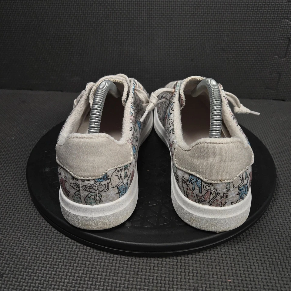 Skechers BOBS Shoes Womens Size 9.5 Beige Cat Print Lace Up Memory Foam 114677 - Image 4 of 4