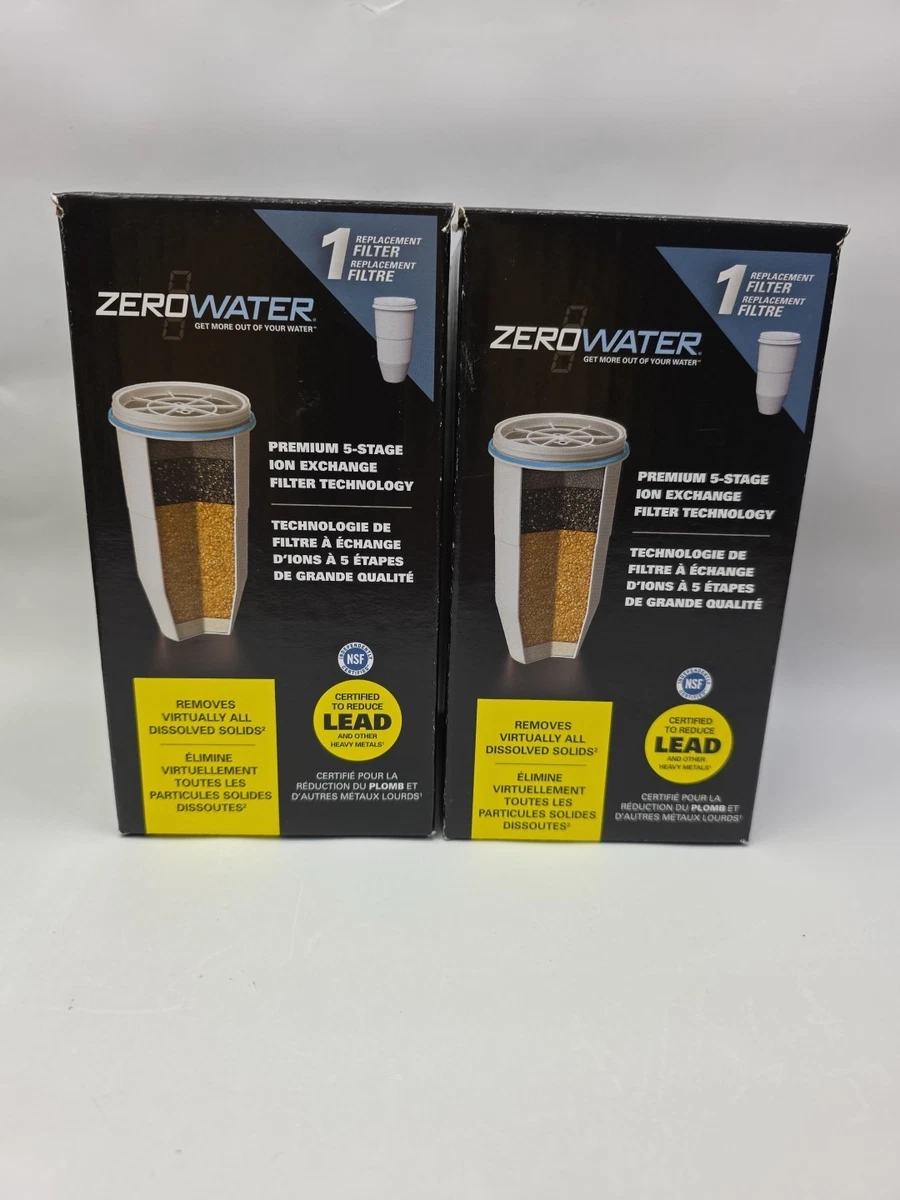 2 Filtri Sostitutivi Per Borraccia Filtrante ZeroWater, Compatibili Con Sistema A 5 Fasi