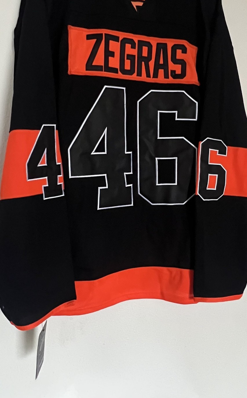 Philadelphia Flyers #46 Trevor Zegras Stitched Hockey Jersey Mens Size 2XL (56)
