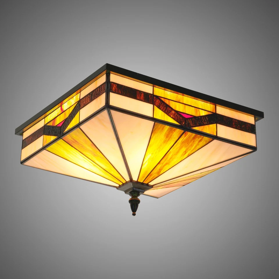 蒂芙尼彩色玻璃吊灯复古吸顶灯 — 第 2/4 张图片