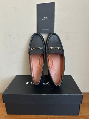 Coach Women's Size 6 B Mavis Pebbled Leather Loafer Black FG4581 NEW