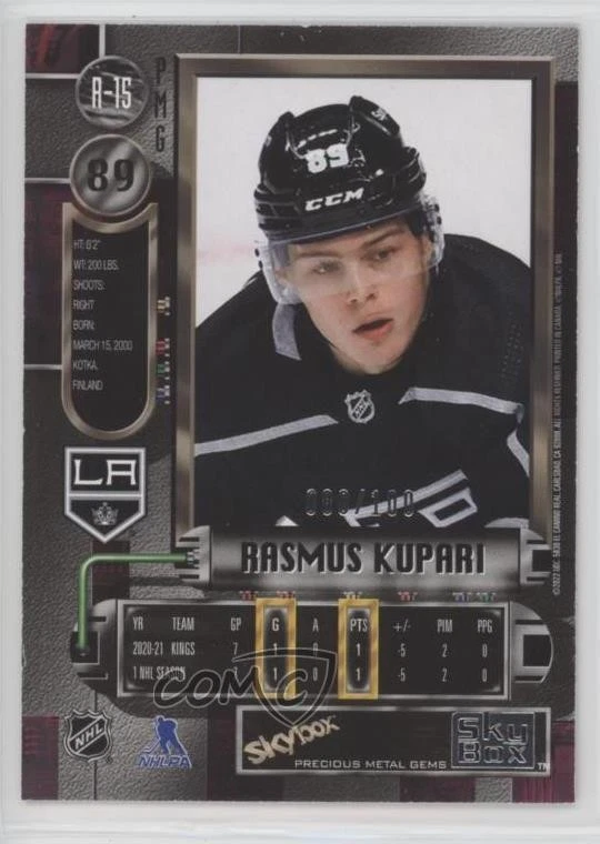 2021-22 Skybox Metal Universe 1997-98 Retro PMG Red /90 Rasmus Kupari Rookie RC - Image 2 of 2