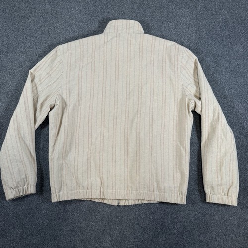 Zara Bomber Jacket Mens Large Beige Pinstripe Full Zip - Picture 3 of 12