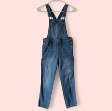 Girls Size 8 Medium Cat  Jack Medium Wash Blue Denim Straight Leg Bib Overalls