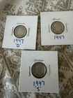 1947 P D S Roosevelt Silver Dime Year Set, 90% Silver, Great For Albums, R-47AB