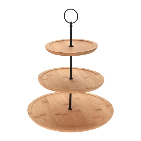 Bambus Servierregal ServierstäNder Etagere StäNder Holz Mit 3 Etagen Ø28Xh35Cm-image