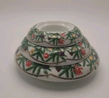 Vintage Arzberg Porcelain 3 Tier Pyramid Christmas Tree Tealight Holder Germany 
