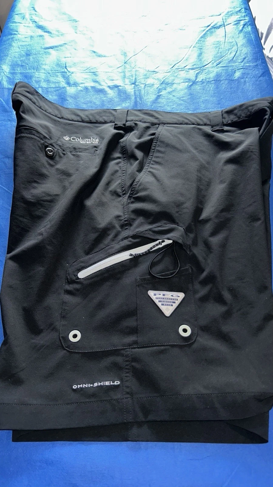 Columbia PFG Terminal Tackle Shorts Men's Size 38 Black 10" Fishing UPF 50