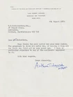 Letter Signed by Marshal of the RAF  Sir Authur Travers Harris WW1 Pilot Ace