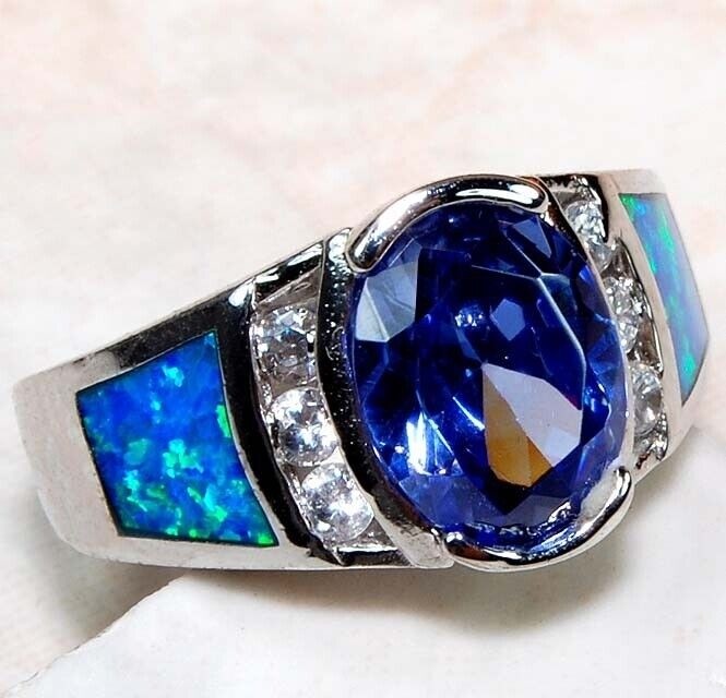 Australian Opal Inlay 925 Solid Sterling Silver Ring Sz 6 GA3-7