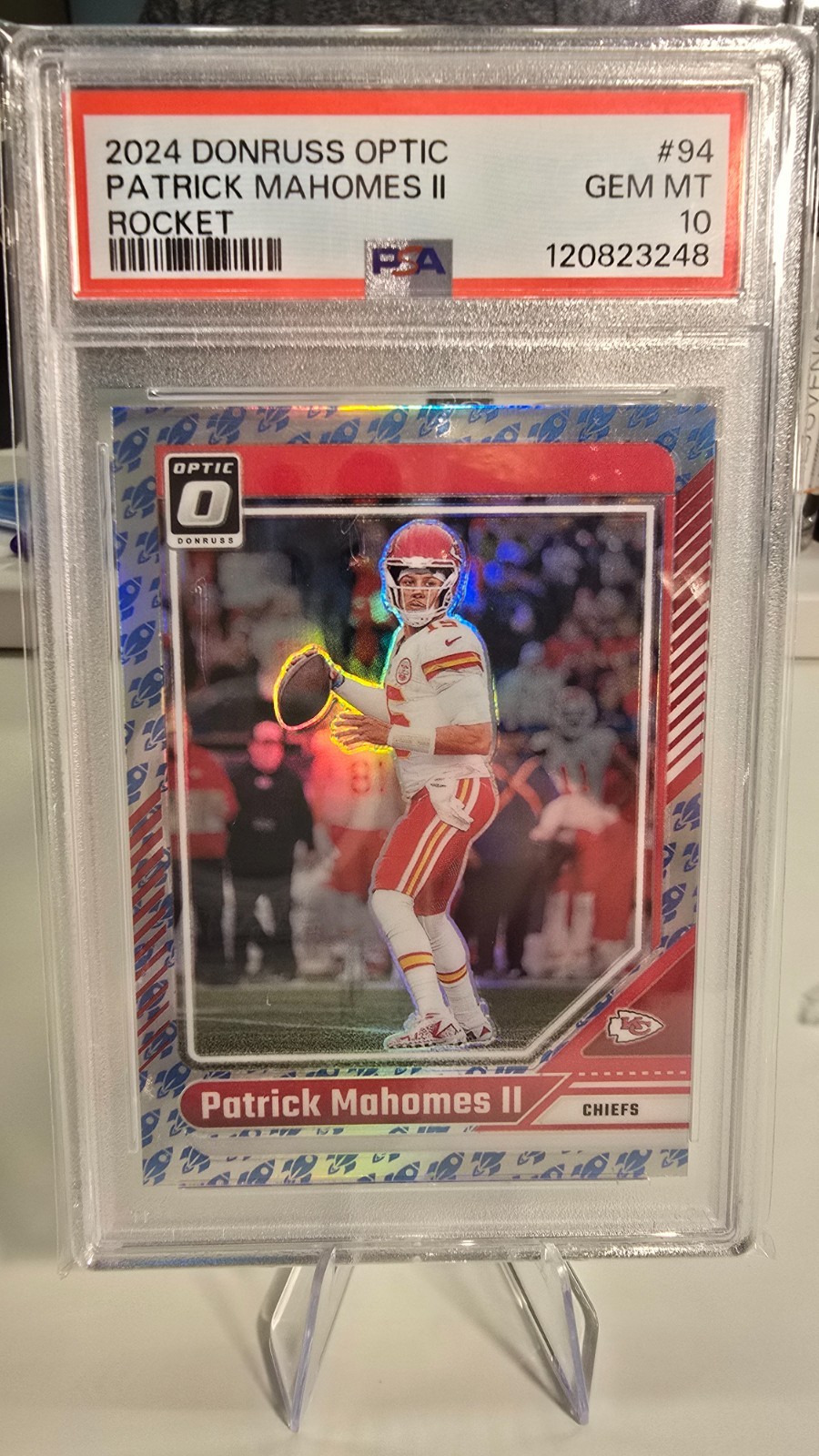 2024 Donruss Optic Patrick Mahomes Rocket Emoji SSP Case Hit #94 PSA 10