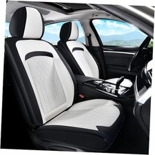 Front Car Seat Covers, Leather Seat Covers for Cars, FrontPair BlackWhite