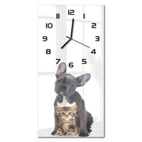 Elegante Glasuhr Glas-Wanduhr Aus Glas Hund Und Katze Schwarze Zeiger 30X60 Cm