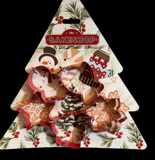 The Bakeshop Christmas 5 Pc Stainless Steel Christmas Cookie Cutters New