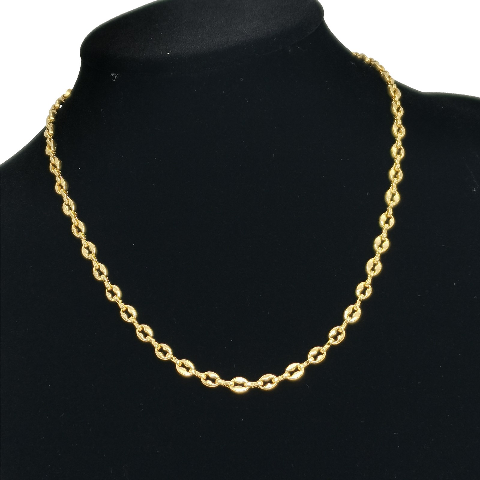 18K Yellow Gold Filled Tarnish-Resist Coffee Bean Link Chain Necklace 6/7