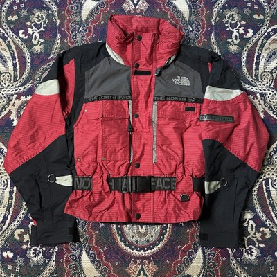 The North Face Steep Tech Belted Zip Red Black Coat Ski Jacket Women's Size XS