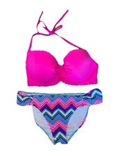 Victorias Secret Swisuit Top Size 34D Medium Neon Chevron Bottoms Y2K