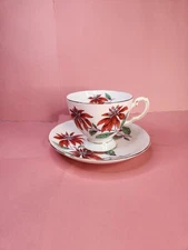 Vintage Tuscan Poinsettia Teacup & Saucer