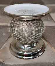 Bath & Body Works BLING APPLIQUE Pedestal 3 Wick Candle Holder Rhinestone CLASSY