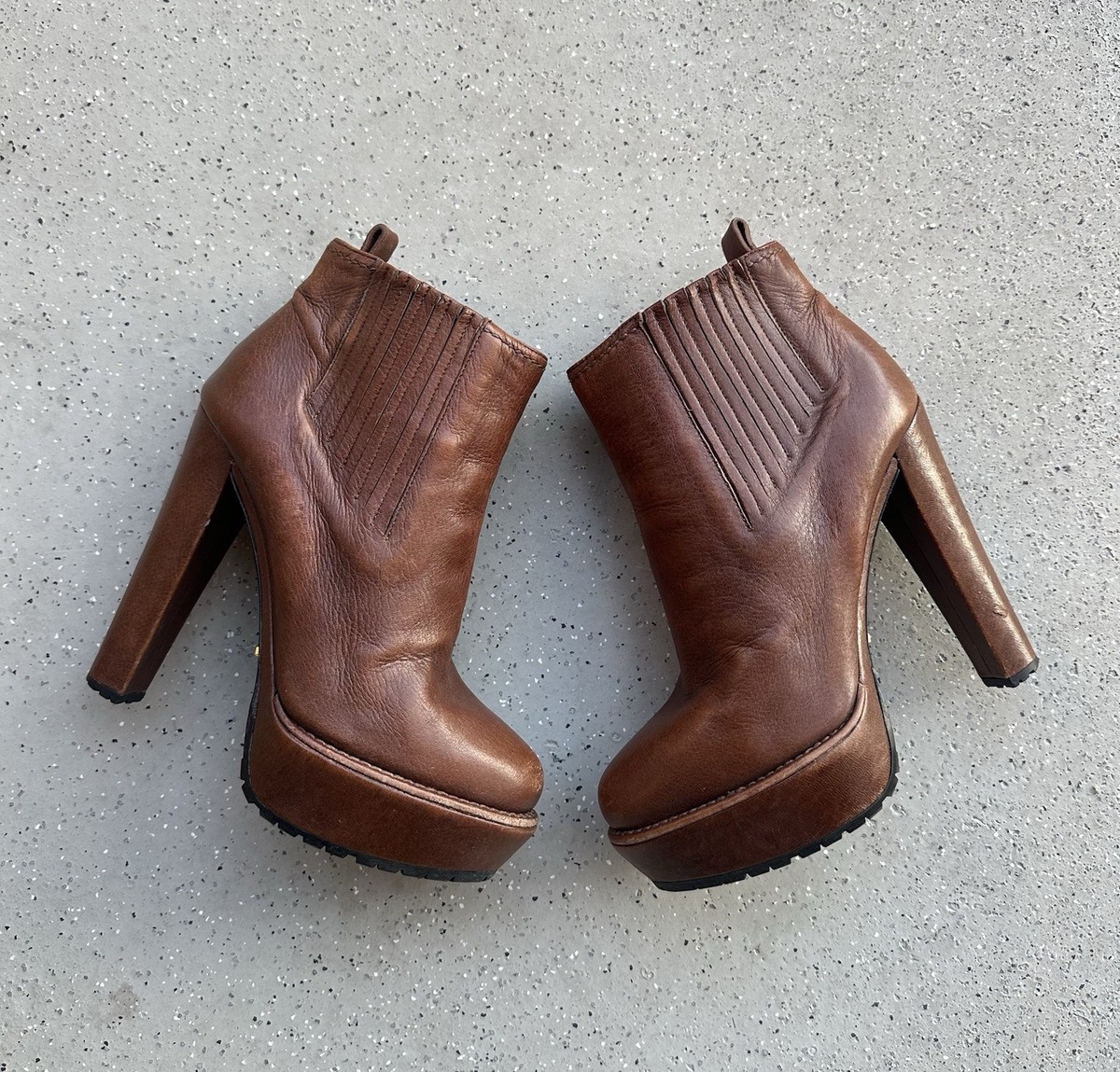 Prada Leather Boots w Small Heel (Brown) The Best Brown Leather Boots: Prada Knee-High Boots Vs  main image 4
