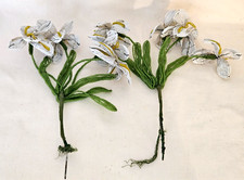 Vintage French Glass Beaded White Flower Bouquet