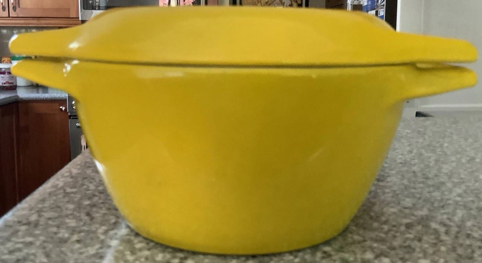 Vintage Copco Denmark D1 Cast Iron Enamel Yellow Dutch Oven